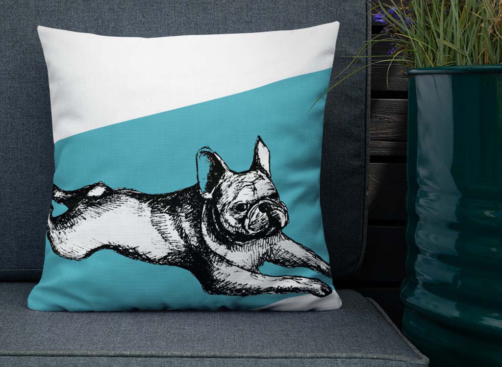 French Bulldog Throw Pillow on Couch