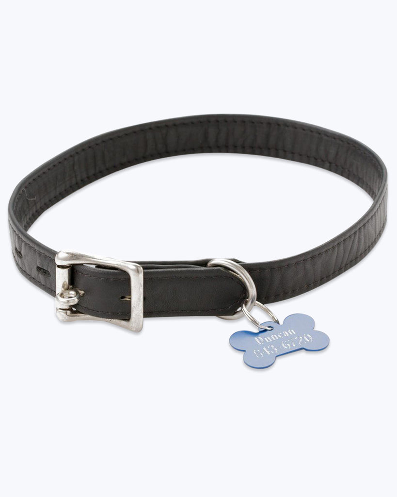 Classic Leather Dog Collar - Black - Large (18-22 in), Medium (14-18 in)
