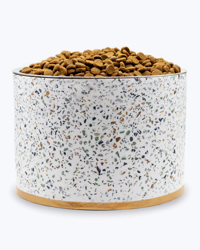 Pet Junkie Elevated Dog Bowl Terrazzo Large - 6 inch / 44oz White